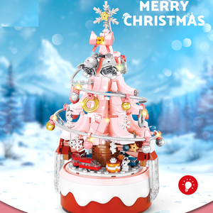 Cartoon Pink Weihnachts baum Bausteine Spieluhr 3d Montieren Sie Diy Modellbau Bocks Spiel für Kinder Geschenke - Product Image 4