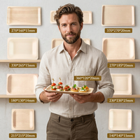 Assiettes jetables biodégradables légères en bois, modernes pour restaurants et fêtes, certifiées FDA