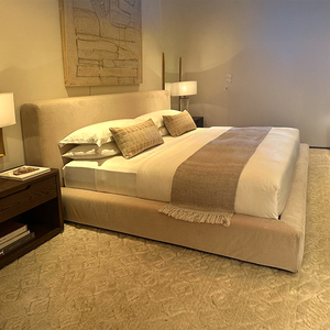 <span class=keywords><strong>MODENA</strong></span> SLIPCOVERED FABRIC PANEL - Struttura letto in tessuto ecologico, morbida, beige, facile da montare, misura King/Queen, per la casa - Product Image 1