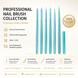 Kit de pinceaux à ongles en nylon flexible, poils doux non pelucheux pour la peinture au gel UV et la manucure - Product Image 1