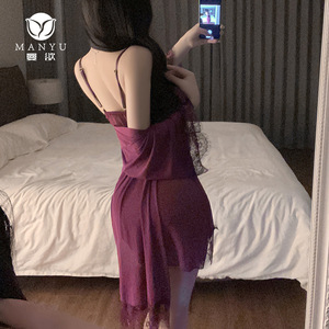 ชุดนอนซีทรูลูกไม้เซ็กซี่ Manyu พร้อมสายรัด ชุดยูนิฟอร์มสุดฮอต ไม่ต้องถอด รุ่น 9003 - Product Image 3