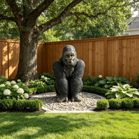 Statue de gorille réaliste en résine, figurine d'animal sauvage pour jardin, pelouse, villa, aménagement paysager extérieur