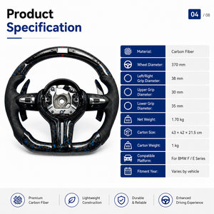 Kit de Volant Sport en Fibre de Carbone à Fond Plat avec Écran LED et Indicateur de Vitesse, Démontage Rapide, Cuir Perforé, Design Sportif, OEM ODM - Product Image 3