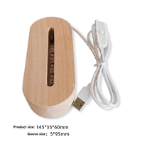 Base de lampe à Led ovale en bois gravée, blanc, panneau acrylique, 5 pièces, vente en gros