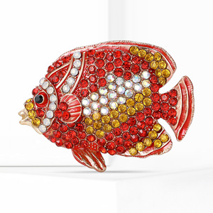 Broches de boda de alta gama chapados en oro con diamantes de imitación de aleación de pez marino personalizados al por mayor - Product Image 4