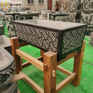 Bac à fleurs sculpté en pierre Jiahua, bassin d'eau de jardin extérieur, style chinois, bac en pierre durable - Product Image 4