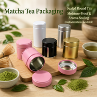 Boîte hermétique de luxe en métal pour thé et café, 30g-50g, en matcha biologique pur, avec anneau de traction argenté, pour le stockage alimentaire