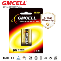 Grosir Pabrik Baterai 9V 6LR61 Baterai Alkaline 9 Volt Untuk Alarm Asap, Pedal Gitar, Mikrofon, Baterai Detektor Asap