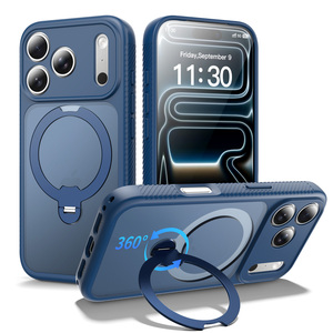 Étui support anneau pour <span class=keywords><strong>iPhone</strong></span> 17 Pro Coque de téléphone 360 °   Coque de téléphone antichoc fine et mate avec support rotatif pour <span class=keywords><strong>iPhone</strong></span> 17 Pro Max - Product Image 2