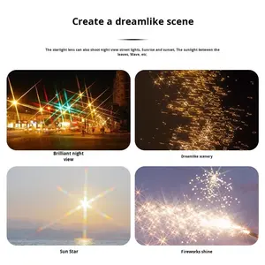 Yingkex 77mm Starlight verre miroir 6 lignes Starburst diffusion <span class=keywords><strong>pour</strong></span> l'<span class=keywords><strong>application</strong></span> de caméra de prise de vue de scène de nuit <span class=keywords><strong>pour</strong></span> <span class=keywords><strong>Canon</strong></span> Fuji - Product Image 2