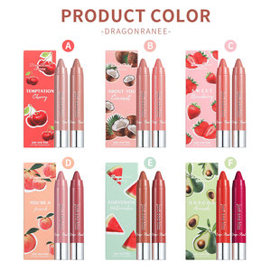 Crayon Style Lipstick 2PCS Set One Stroke Coloring Smooth Application Moisturizing Shiny Lip Gloss Lip <strong>Liner</strong> - Product Image 2