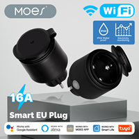 Prise intelligente WiFi MOES Tuya 16A, prise EU, étanche IP44, anti-poussière, moniteur de consommation d'énergie, compatible avec Alexa et Google Home