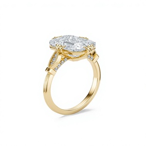 Anillo de Diamantes de Corte Esmeralda de 3.00 Ct en Oro Amarillo, Anillo de Compromiso de Lujo, Joyería Fina para Mujer - Product Image 3