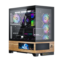 Boîtier PC KINPOWER en bois et verre trempé avec écran LCD, idéal pour le gaming, micro-ATX, maille, entièrement personnalisable – Nouveauté très prisée