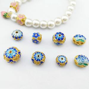 אמייל כחול שטוח חרוז חרוז שרשרת אביזרי צבע שימור נחושת זהב מצופה loose חרוז תכשיטי חומר - Product Image 2