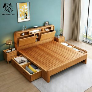 china supply lowest price custom logo large stock ship immediately storage <b>bed</b> new fashion bedroom furniture wood full <b>size</b> <b>bed</b> - Product Image 6