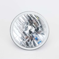 Faro Redondo de 5.75 Pulgadas con Rejilla Plateada de Cristal, Faros de Conversión H4, Compatibles con Miles de Autos Clásicos Antiguos