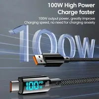 Cable USB Tipo C de Carga Rápida de 100 W, USB 3.0, PVC, Pantalla LED Digital, para Teléfono Móvil, Macbook, Tableta, 1.2 M