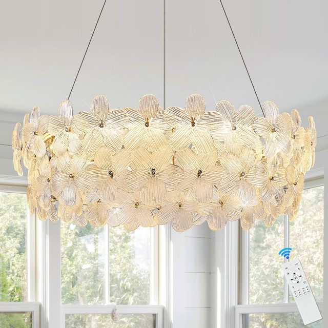 Flower Luxury Crystal Modern LED Chandelier Gold Dimmable with Remote Control for Living Room Bedroom Home Decor