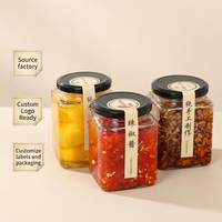 Pot en verre carré vide de 50 ml à 730 ml, prix usine, pot à épices hermétique en verre, petit pot à miel hexagonal avec couvercle en liège