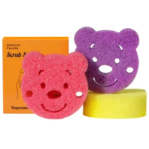 Microfiber Dish Durability Scrub Sponges Smiley Face For Home Kitchen Clean Set Products Flex Texture Cleaning