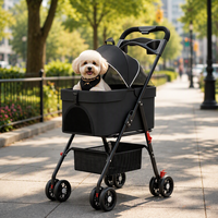 Poussette de luxe pliable à une main pour chiens et chats, légère et détachable pour les promenades.
