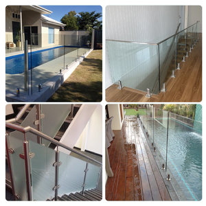 Accessoires de garde-corps de balcon <span class=keywords><strong>en</strong></span> verre à canal <span class=keywords><strong>en</strong></span> U avec éclairage LED, Système de garde-corps <span class=keywords><strong>en</strong></span> verre sans cadre noir moderne personnalisé pour escalier et terrasse - Product Image 5