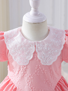 Vestito Estivo per Bambina, <span class=keywords><strong>Dolce</strong></span> ed Elegante, con Collo in Pizzo, Maniche a Palloncino, Stile Principessa, Gonna Floreale Retrò Soffice, ODM - Product Image 4