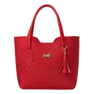 Sac cabas rouge pour femme Fana Kailila en microfibre et cuir synthétique, élégant, portable, pour un usage quotidien, style été - Product Image 3