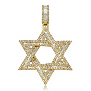 Colgante Estrella de David de Plata de Ley 925 con Moissanita, Joyería Hip Hop, Collar con Corte Baguette para Hombre y Mujer - Product Image 4