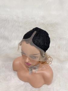 Perruque courte bob frontale en dentelle Pxie Cut Curly Lace Front Wig Ombre Honey Blonde Colored Human Hair Wigs Preplucked 13x1 pour femmes noires - Product Image 5