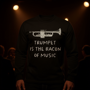 Camiseta de manga larga con estampado de trompeta, el bacon de la música, regalo para músico - Product Image 3