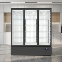 Congélateur vertical commercial 1500L à porte vitrée trempée, vente directe usine, certifié CE -22°C ℃   Réfrigérateur Vitrine