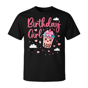 Camiseta de Cumpleaños con Lazo Rosa para Mujer, Unisex, Cuello Redondo, Manga Corta, Impresión Digital, Ropa de Fiesta - Product Image 3