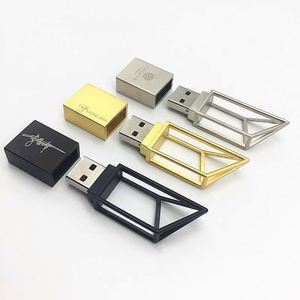 Clé USB géométrique en métal de haute qualité Zhisenova 2.0 3.0, capacité de 1 Go à 32 Go, cadeau de mariage idéal - Product Image 3