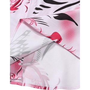 FOXA Conjunto de camisa con botones y pantalones cortos con cordón y estampado floral para hombre, talla grande, conjunto informal de verano - Product Image 3