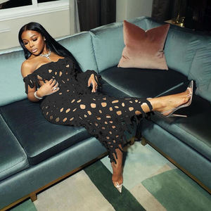 2024 HO ahueca hacia fuera la borla de una sola manga Sexy <span class=keywords><strong>Coquette</strong></span> Wrap Chest Ladies Dress Party Midnight Bodycon vestido de mujer - Product Image 2