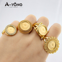 Bagues en cuivre, zircon et laiton de haute qualité, faites à la main, en forme de pièce de monnaie, bijoux en or 18 carats