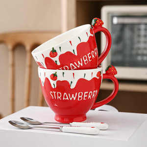 Factory Direct Ceramic Strawberry Red <b>Mug</b> <b>Cute</b> Coffee <b>Mug</b> Ceramic Classic Ceramic Coffee <b>Mugs</b> - Product Image 1
