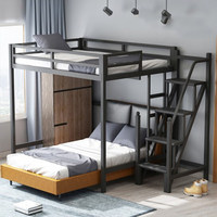 Lit superposé moderne minimaliste en fer forgé pour adultes avec rangement, lit superposé double, lit mezzanine