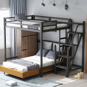 Modern Minimalist Wrought Iron Frame <strong>Bed</strong> Queen <strong>Bunk</strong> <strong>Bed</strong> for Adults with Storage Twin <strong>Bed</strong> Loft - Product Image 2