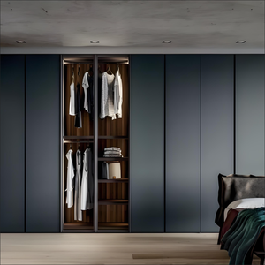 Mécanisme de porte coulissante de placard de plain-pied moderne Meubles de chambre à coucher de style bois pour la maison Hôtel Hôtel Cuisine Utilisation pour le stockage des vêtements - Product Image 1