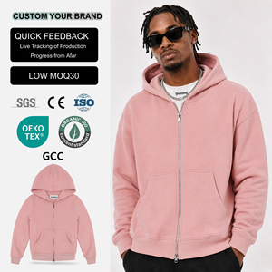 Sudadera con capucha extragrande de algodón 100% de alta calidad, con cremallera, estilo boxy, estampado gráfico personalizado, bordado 3D y lavado ácido. - Product Image 1