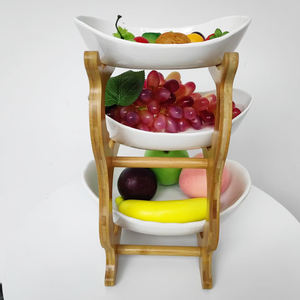 ชั้นวางของเซรามิกสไตล์ยุโรป 3 ชั้น พร้อมฐาน<span class=keywords><strong>ไม้</strong></span>ไผ่ สำหรับจัดแสดงจานเซรามิก <span class=keywords><strong>ใส</strong></span>่สลัด ผัก <span class=keywords><strong>ผล</strong></span><span class=keywords><strong>ไม้</strong></span> ถั่ว และของว่าง - Product Image 4