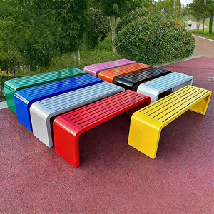 مسحوق الحديد المغلفة الفن بارك مقعد طويل في الهواء الطلق الترفيه صف كرسي مع الفولاذ المقاوم للصدأ مسند الظهر فناء مقعد الاستخدام التجاري - Product Image 3