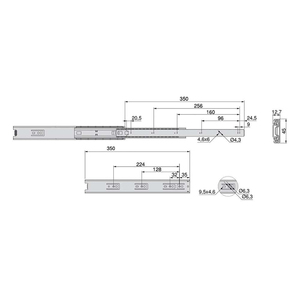 EMUCA 5 Pair Kit di scorrimento per cassetto con cuscinetto a sfera pieno nero chiusura morbida in acciaio moderno per uso mobili modello 3043314 - Product Image 2