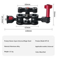 Rotule de caméra rotative à 360 degrés, bras articulé, support de moniteur de champ lumineux LED pour la connexion d'accessoires de trépied GoPro