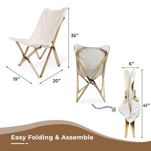 Solid Wood <b>Frame</b> <b>Canvas</b> Folding Chair, Portable Butterfly Camping Chair for Outdoor, Patio, Picnic, Backyard Use - Product Image 3