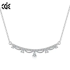 CDE YN1092 ювелирные изделия из чистого 925 стерлингового серебра оптом родиевая цепочка в форме короны с жемчужным кулоном Ожерелье