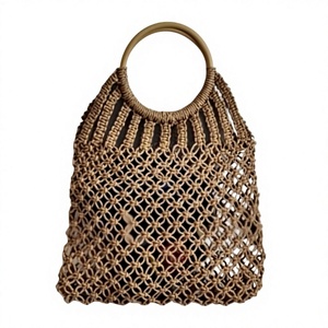 Cheap Rate 2026 Model Woven Straw Handbag Crochet <b>Net</b> Carry <b>Bag</b> Tortoise Handle Shoulder Purse for Beach Travel - Product Image 2